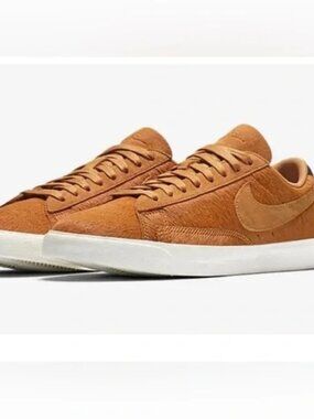 Nike Blazer Low LX Pony Hair Leather Sneakers SZ 9.5 Cider Sail Brown AA2017-200